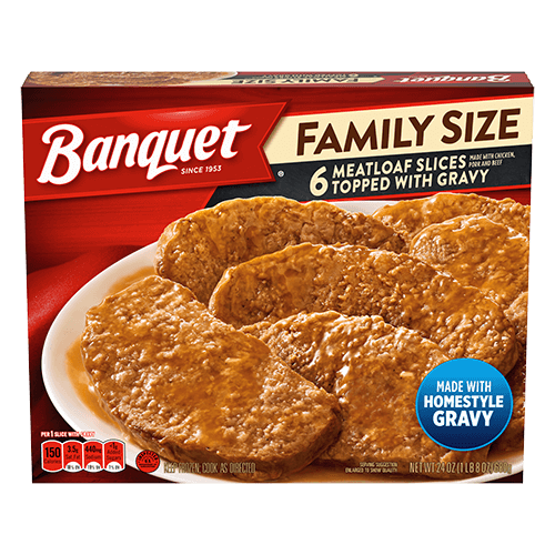 Family Size 6 Meatloaf Slices Topped With Gravy